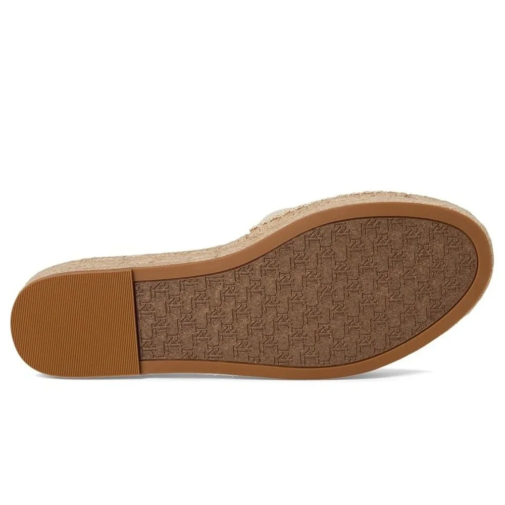Lauren Ralph Lauren Polly Cross-Dyed Canvas Espadrille Wedge Sandals Natural 6B